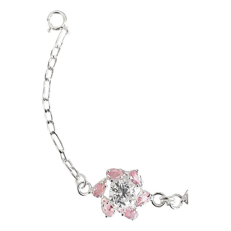 Pulsera Flores Con Zirconias Amor Regalo Plata Ley 925