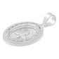 Dije Medalla Oval Espiritu Santo Zirconias Plata 925 1.4 Cm Blanco