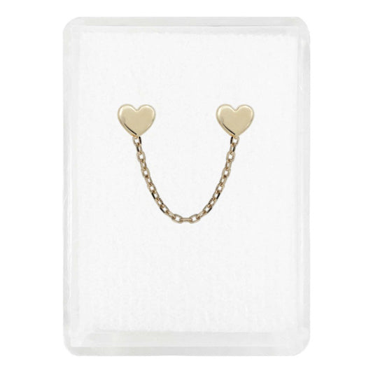 Arete Broquel Cadena Corazón Con Corazón Mujer Regalo Oro10k