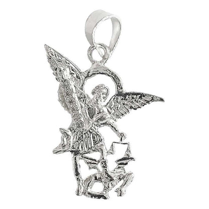 Dijes San Miguel Arcangel Con Zirconias Plata Solida 925