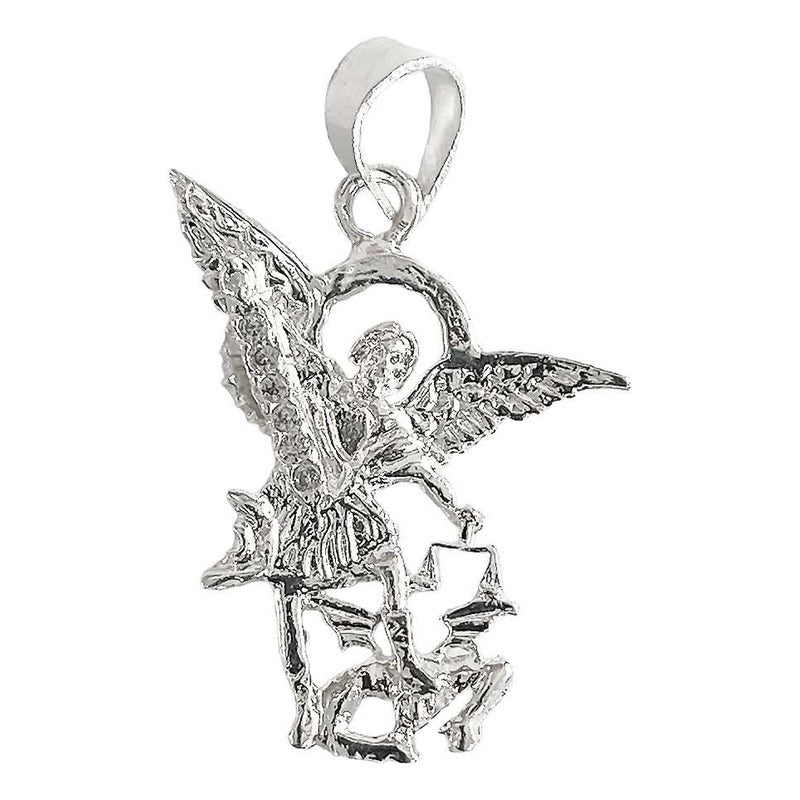 Dijes San Miguel Arcangel Con Zirconias Plata Solida 925