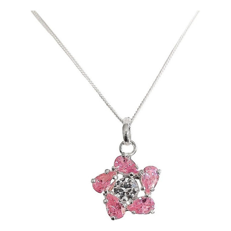 Collar Dije Flor Promesa Regalo Amor Mujer Plata Ley 925