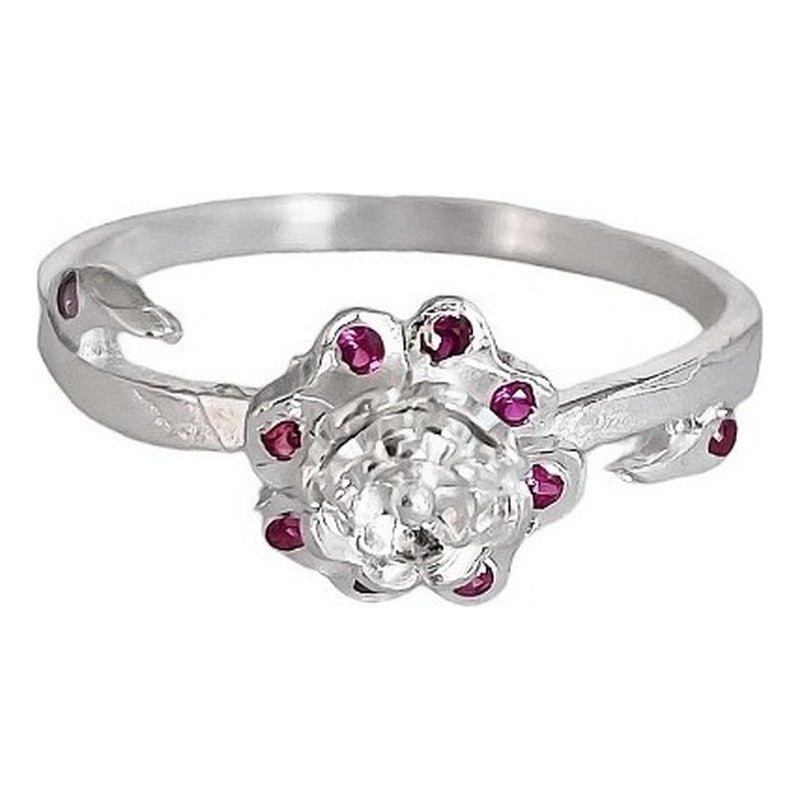 Anillo Flor Primavera Verano Regalo Promesa Solida 925