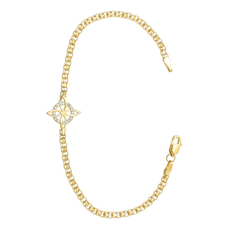 Pulso Bismark Dije Nudo Bruja Chico Oro 10k Zirconias 2.4g Amarillo 17 Cm