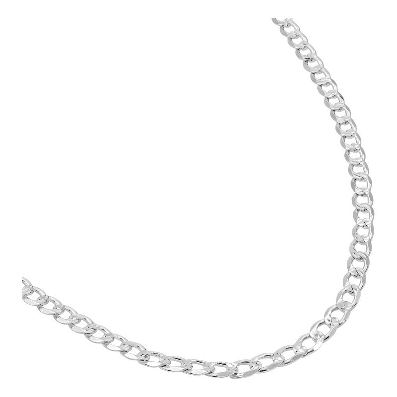 Cadena Cubana Diamantada Barbada Hombre Plata925 45cm X 5mm Plateado