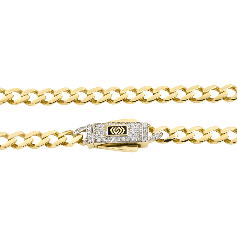 Pulsera Cubana Oro 10k Zirconias Unisex 18 Cm X 5 Mm 6.1g Amarillo 6 Cm 18 Cm