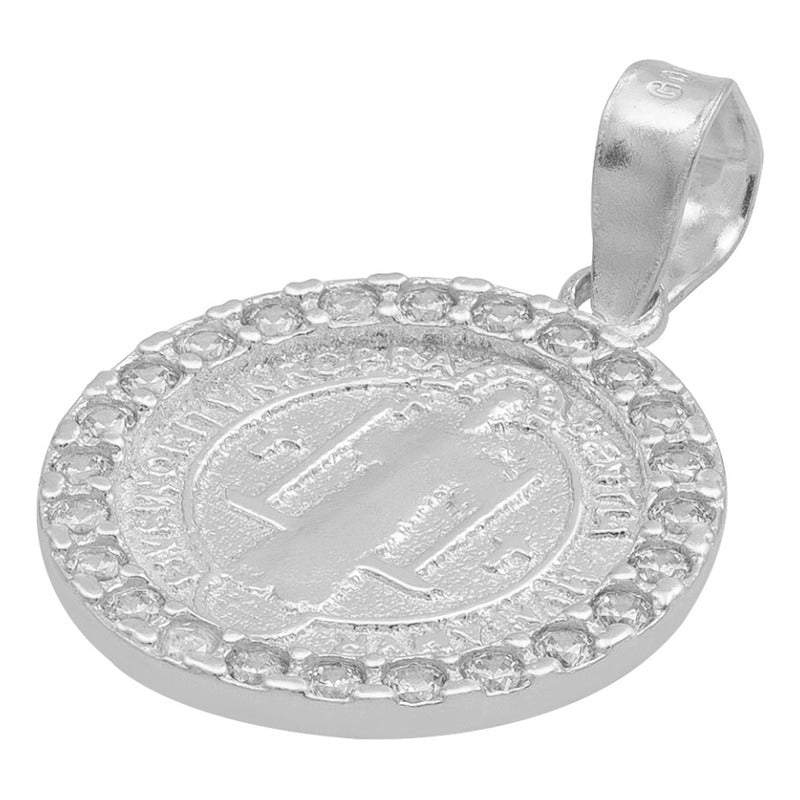 Dije Doble Vista San Benito Zirconias Unisex Plata 925 1.6cm