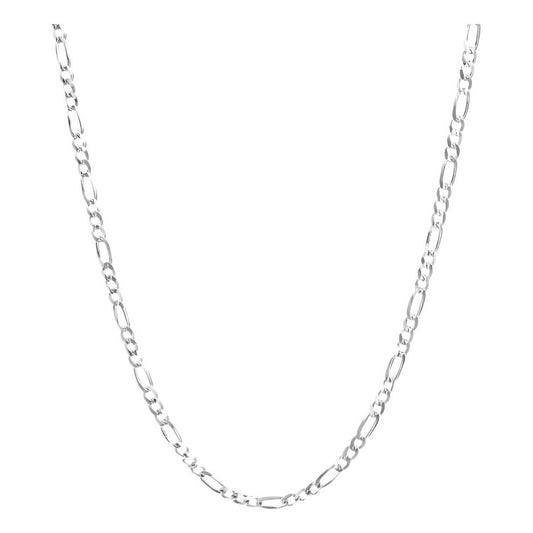 Cadena Figaro 3x1 Diamantada Unisex Plata 925 70 Cm X 4 Mm Plateado