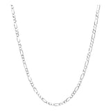 Cadena Figaro 3x1 Diamantada Unisex Plata 925 70 Cm X 4 Mm Plateado