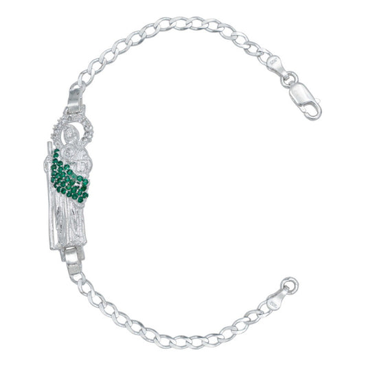 Esclava Pulsera San Judas Zirconia Cubana Plata 925 4 Mm