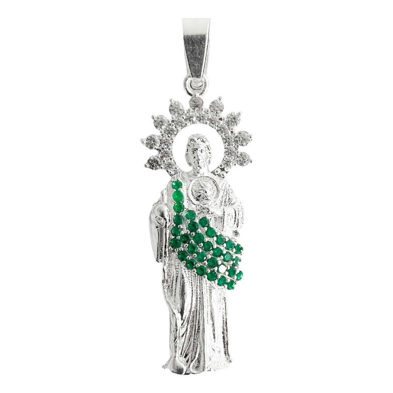 Dije Mediano San Judas Corona Zirconias Plata Ley 925