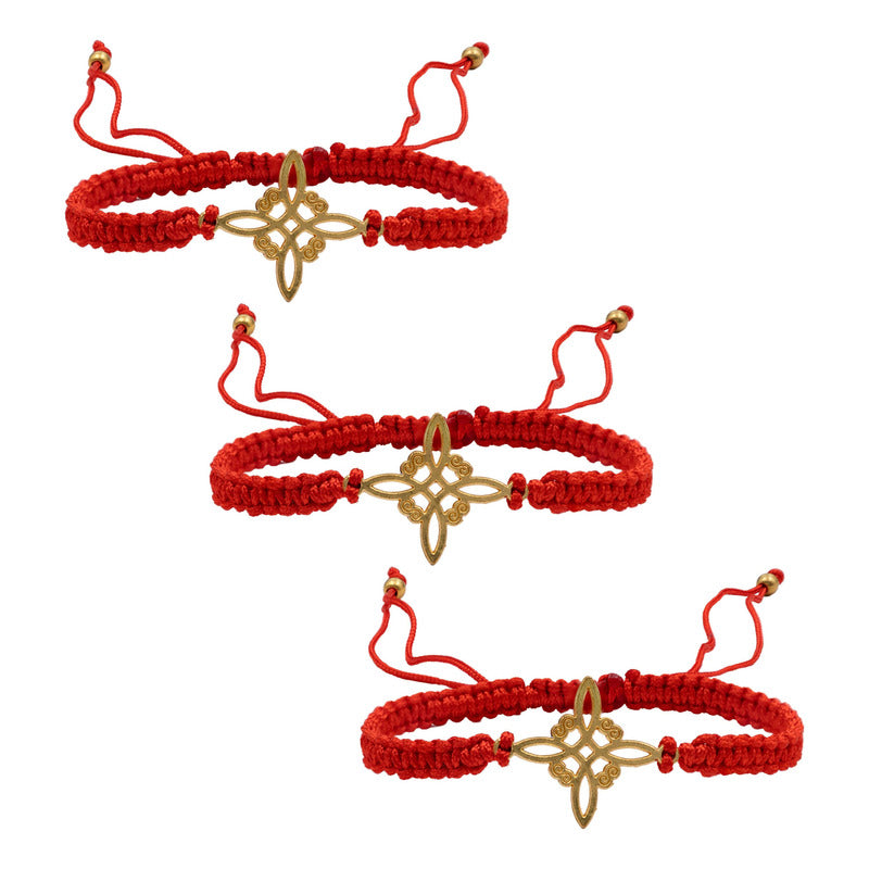 Pack 3 Piezas Pulseras Nudo De Bruja Artesanal Tejido Hilo