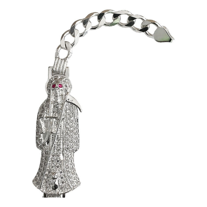 Pulsera Cuabana Santa Muerte Esclava Plata Ley 925