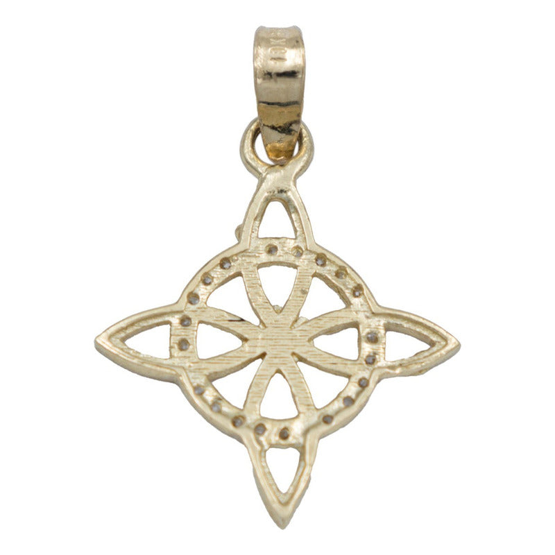 Dije Nudo Bruja Celta Zirconias Regalo Mujer Oro 10k 2.7 Cm