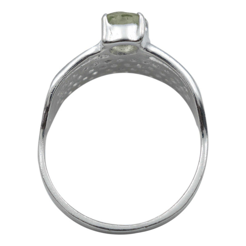 Anillo Promesa Compromiso Plata 925 Peridoto Certificado Verde Ligero 7.5