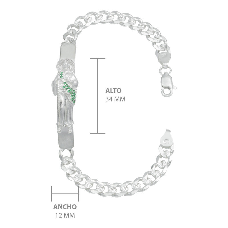 Esclava Cubana Gruesa Diamantada Hombre San Judas Plata 925