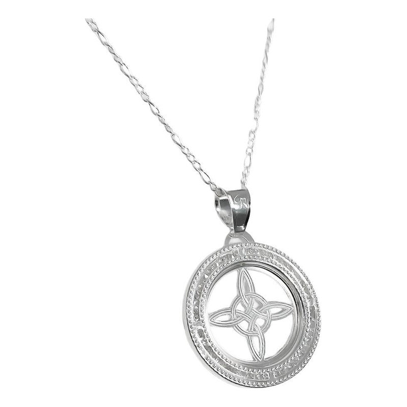 Collar Redondo Con Zirconias Nudo De Bruja Plata Ley S925 Plateado