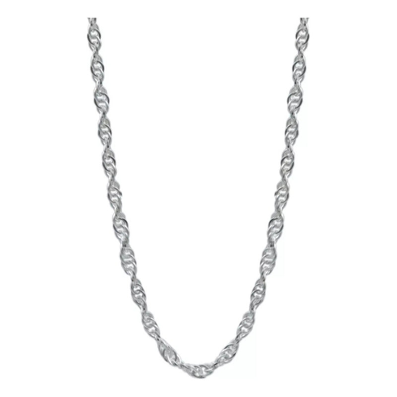 Cadena Delgada Torsal Mujer Plata Italy Ley 925 45cm X 1mm Plateado