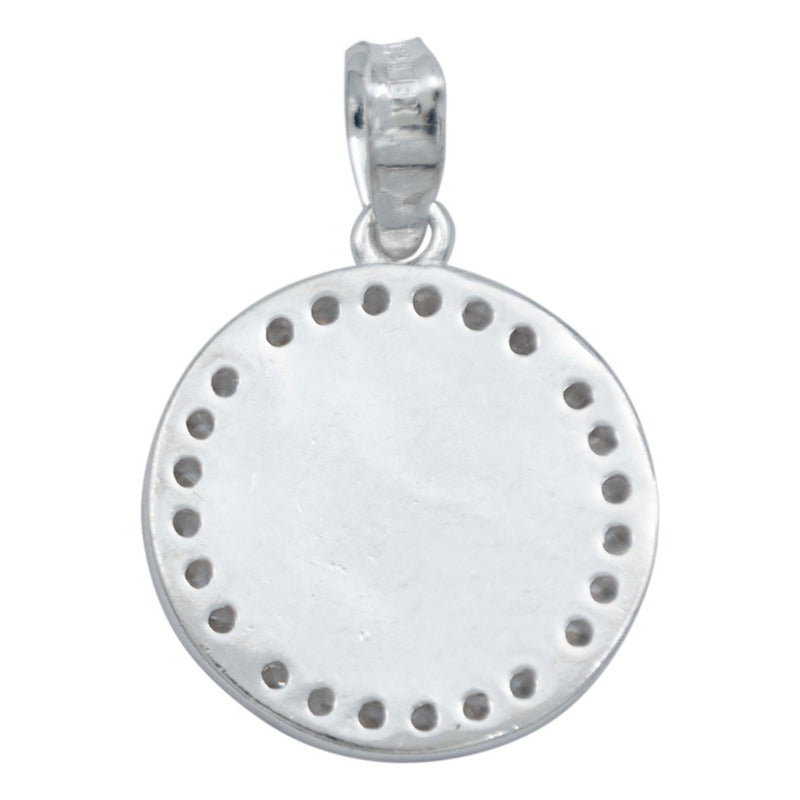 Dije Medalla Chica San Benito Doble Vista Zirconias Plata925