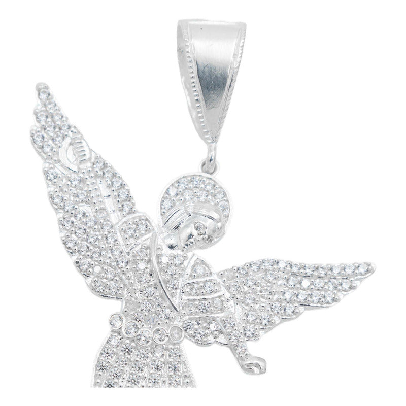 Dije Grande San Miguel Arcangel Zirconias Plata Solida 925