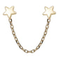 Arete Broquel Cadena Estrella Y Estrella Mujer Regalo Oro10k