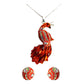 Juego Gigante Completo Artesanal Pavo Real Piedras Plata 925