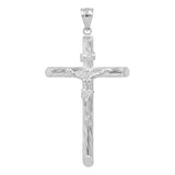 Dije Cruz Tubular Cristo Plata 925 Diamantado Diagonal 6 Cm Plateado