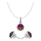 Juego De Cristal Dije Aretes Cadena Mujer Regalo Plata 925