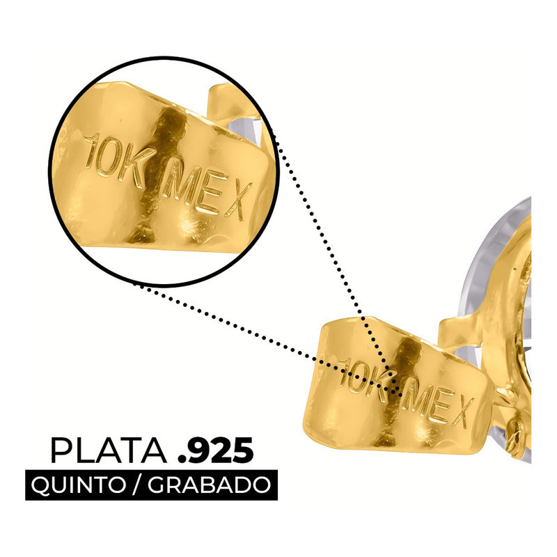 Dije Solitario De Oro 10k Con Zirconia Para Mujer (1.5 Cm) Blanco