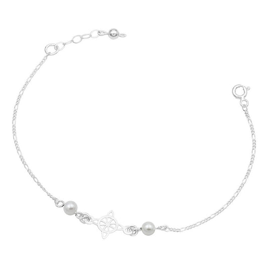 Joyaris Pulsera Nudo Bruja Figaro Plata 925 Mujer Ajustable Blanco 18 Cm