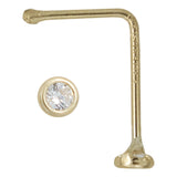 Piercing Nariz Zirconia Curva Mini Perfo 100% Oro 10k 1.5 Mm Dorado