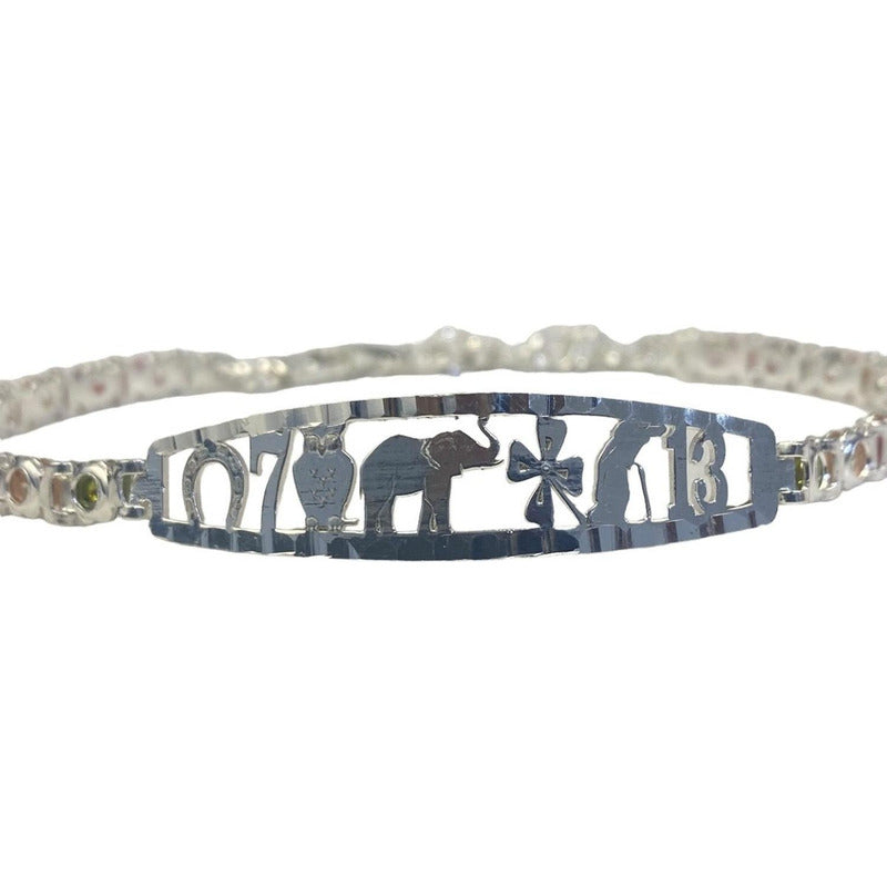 Pulsera Ajustable De La Suerte Con Zirconias En Plata 925