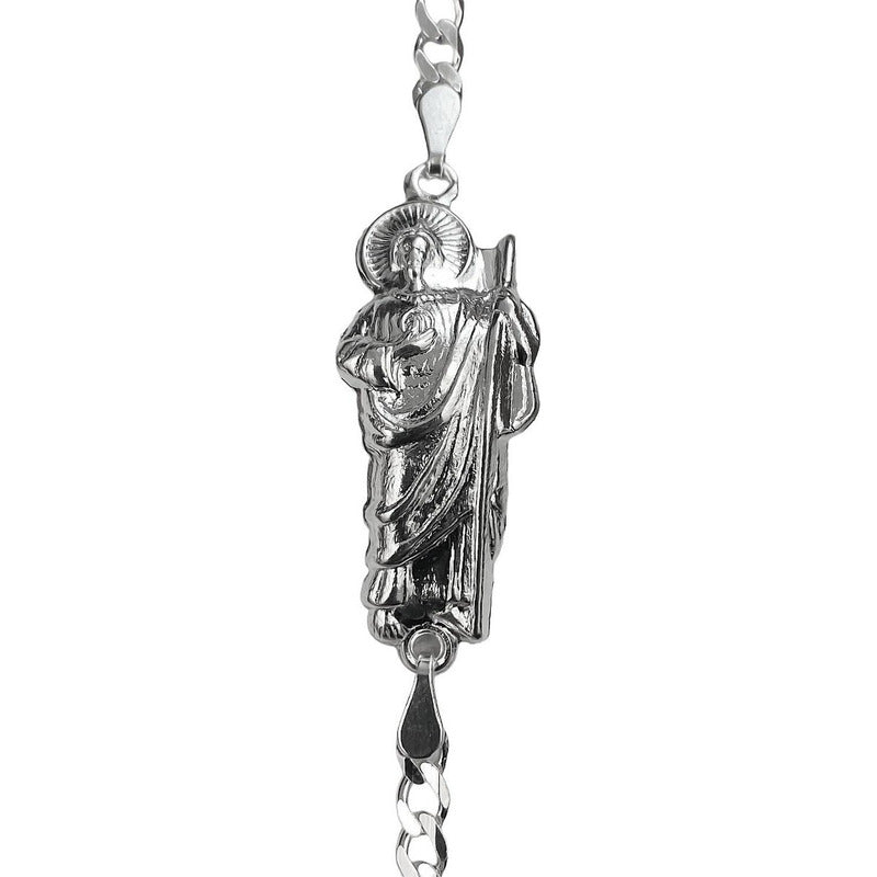Pulsera San Judas Tadeo Liso Esclava Plata Solida Ley 925