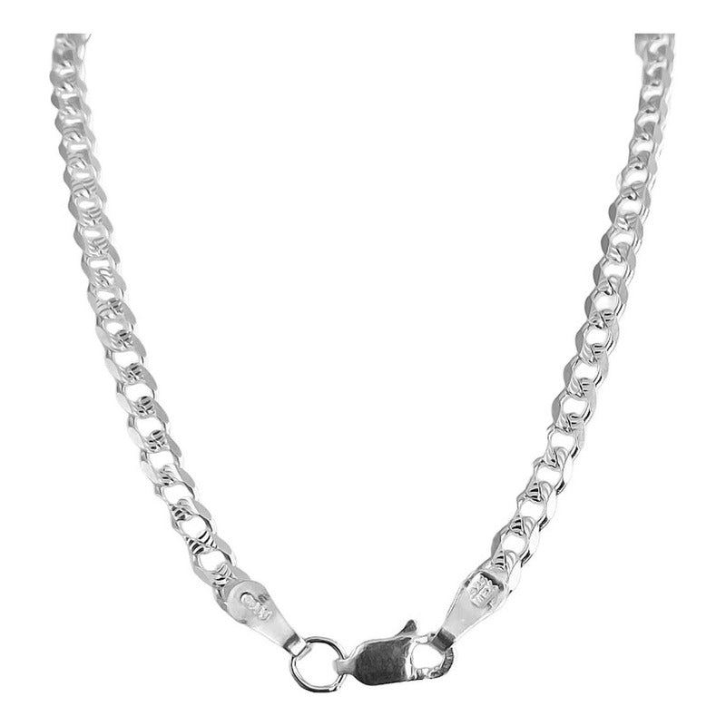 Cadena Cubana Gruesa Diamantada Plata 925 Hombre 70cm X 5mm