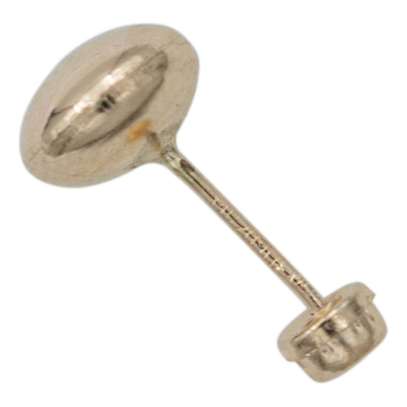 Arete Broquel Luneta Dormilona Regalo Mujer Oro 10k 6 Mm