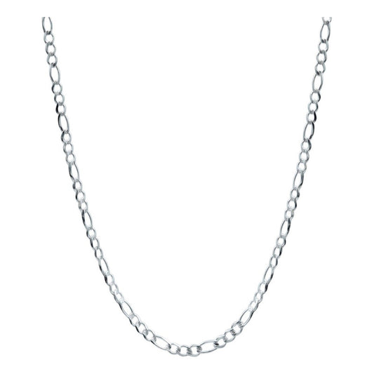 Cadena Figaro 3x1 Diamantada Unisex Plata 925 65 Cm X 4 Mm