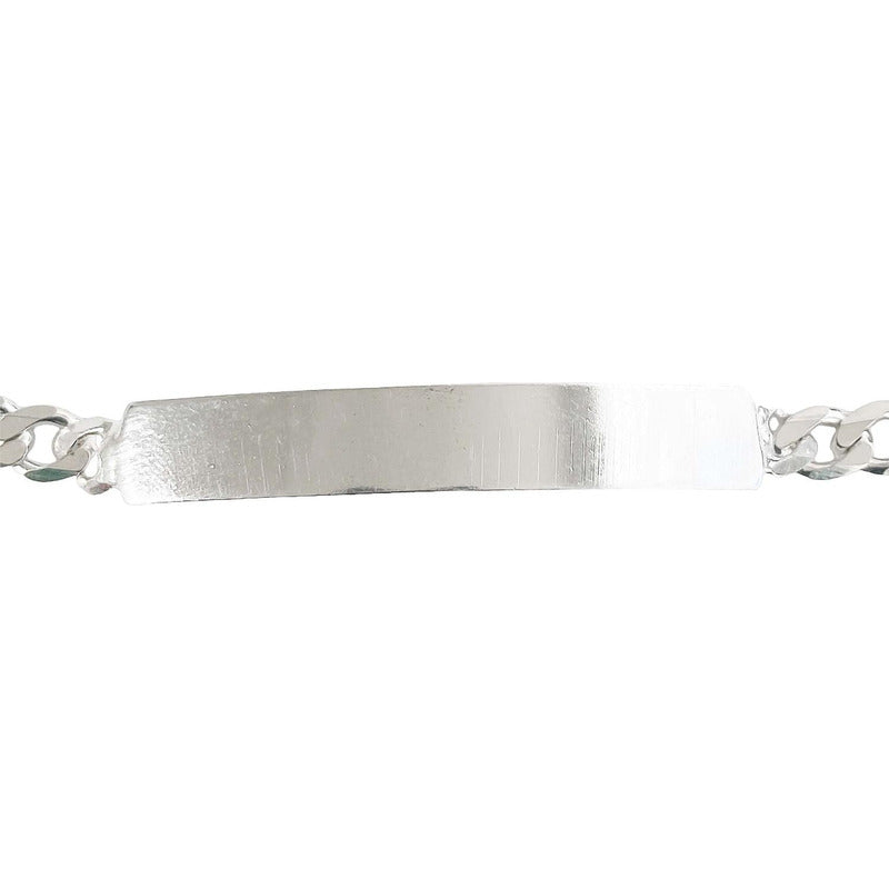 Esclava  Hombre Pulsera Cubana Plata 925 Placa Lisa 6 Mm