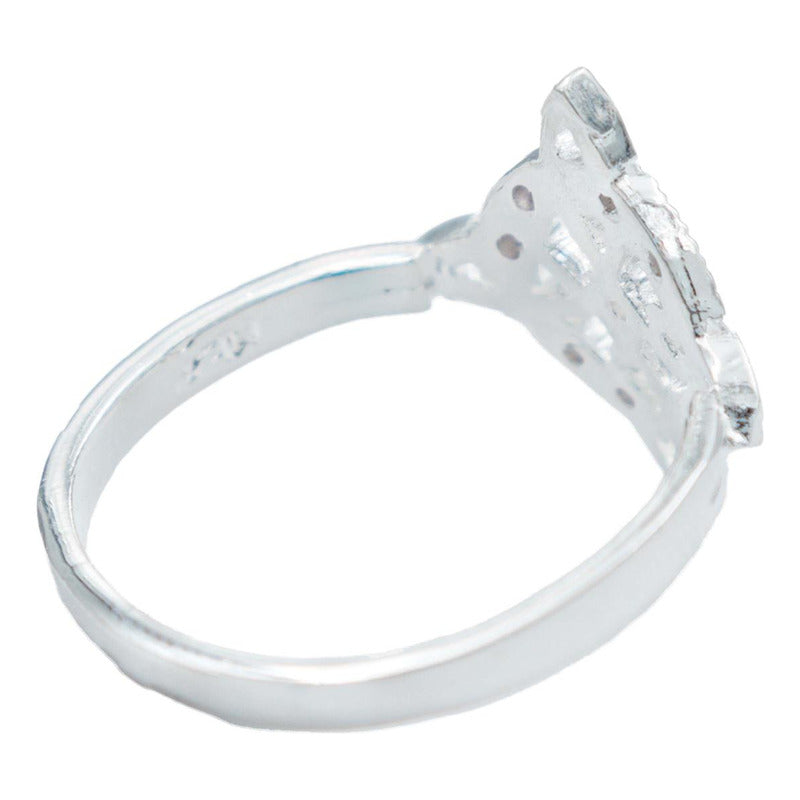 Anillo Diamantado Con Zirconias Nudo Bruja Celta Plata 925