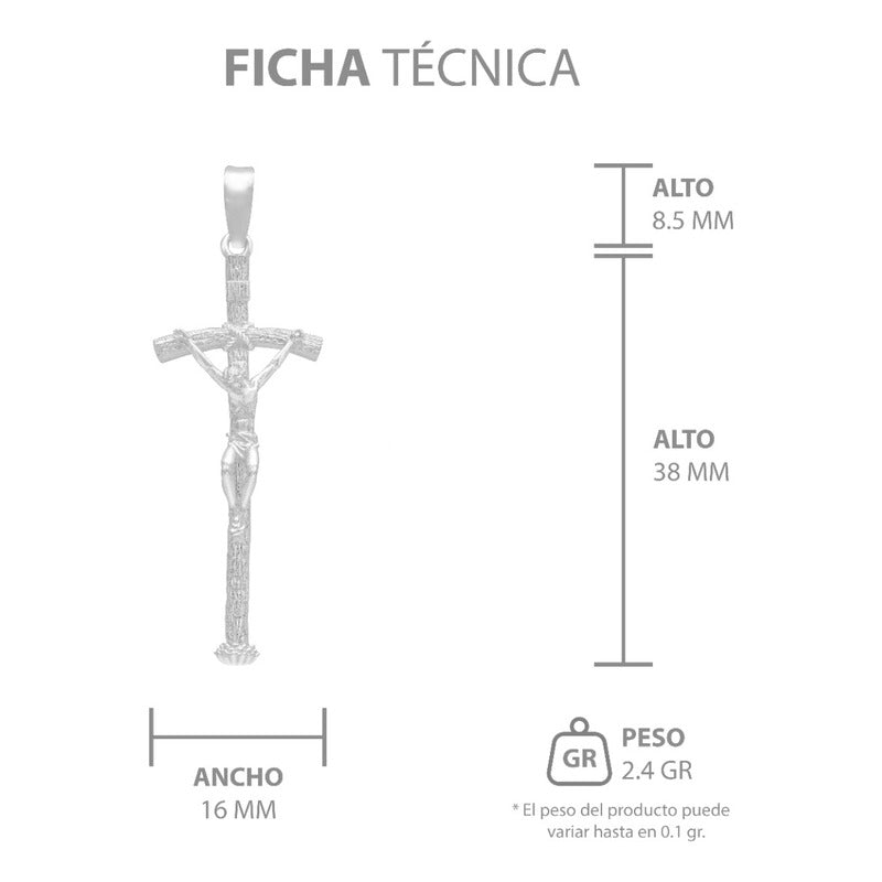 Dije Mediano Cruz Cristo Crucificado Ramas Madera Plata S925 Plateado