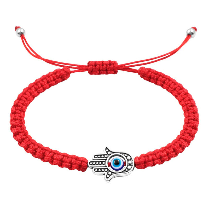 Pulsera Ajustable Hilo Rojo Mano De Fátima Ojo Turco Amuleto Rojo