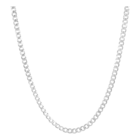 Cadena Cubana Diamantada Barbada Hombre Plata925 60cm X 6mm Plateado