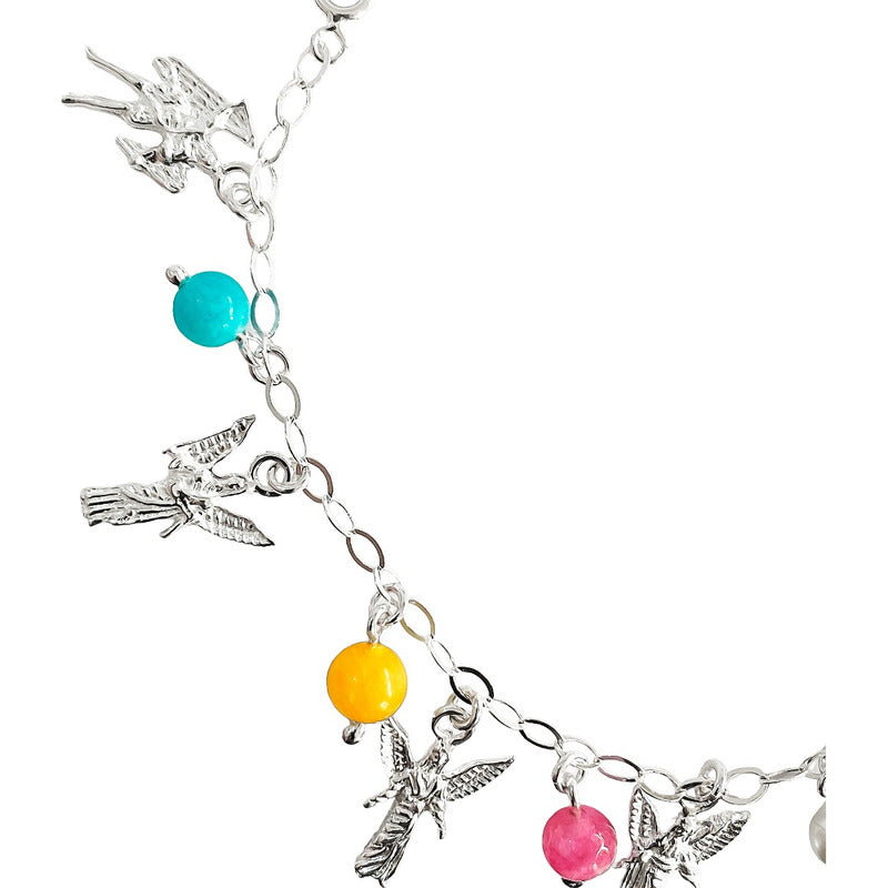 Pulsera Ajustable 7 Arcangeles Cuarzo San Miguel Plata S925
