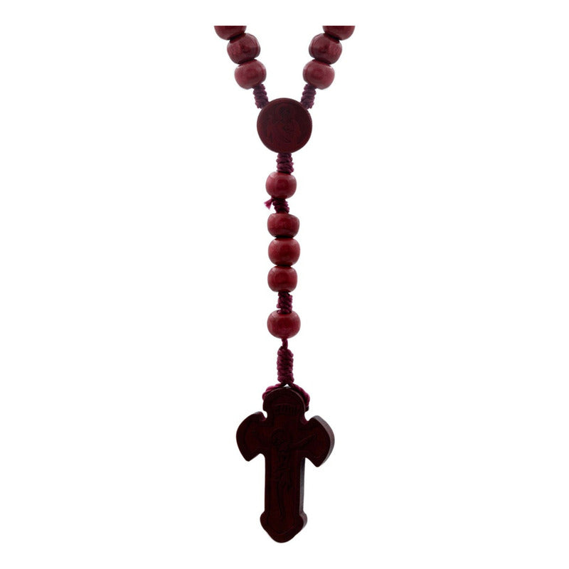 Rosario Católico Madera San Benito Cristo Virgen Grabados