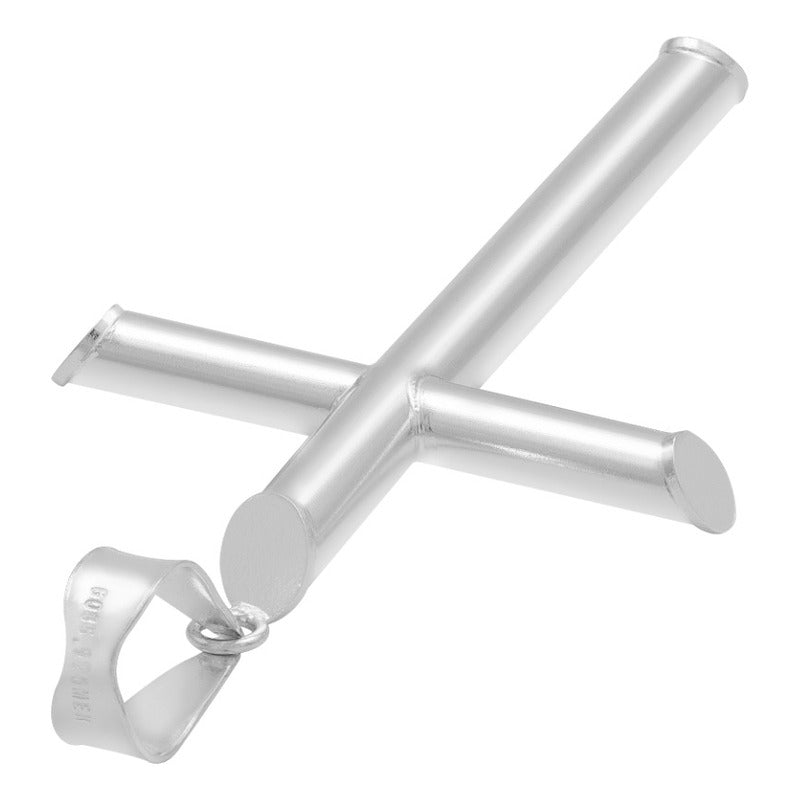 Dije Cruz Tubo Tubular Lisa Sencillo Hombre Plata 925 6 Cm Plateado