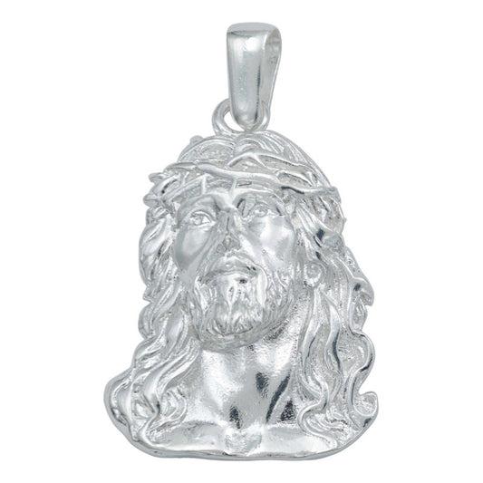 Dije Grande Divino Rostro Jesus Cruz Liso Plata 925
