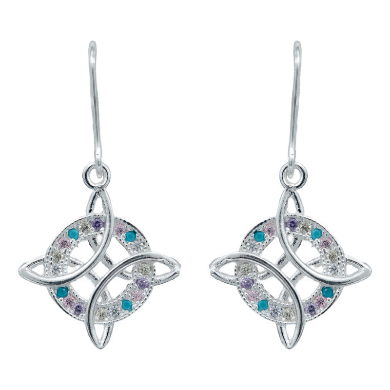Aretes Gancho Nudo De Bruja Mood 2 Zirconias Plata Ley S925