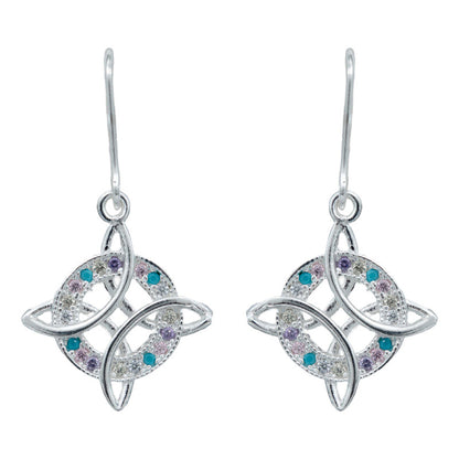 Aretes Gancho Nudo De Bruja Mood 2 Zirconias Plata Ley S925