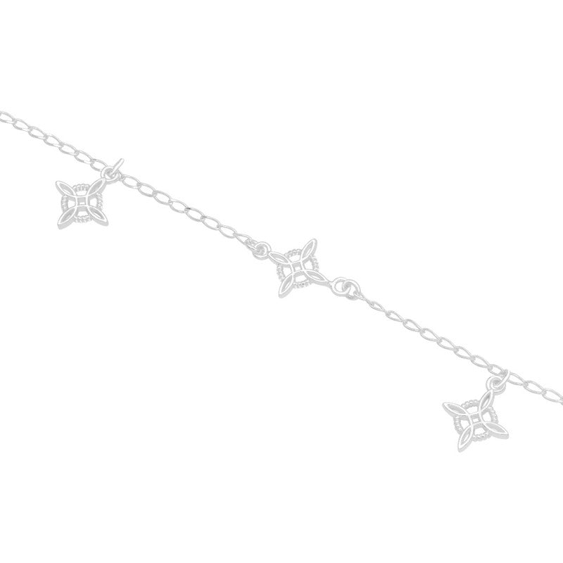 Pulsera Nudo De Bruja Colgantes Conector Liso Plata 925 Plateado 18 Cm