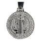 Medalla Diamantada San Benito Doble Vista Plata 925 2.5 Cm