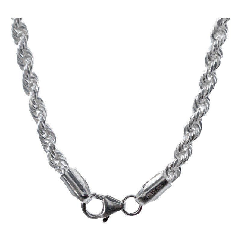 Cadena Torsal Torzal Hombre Plata Italy 925 55 Cm X 4 Mm
